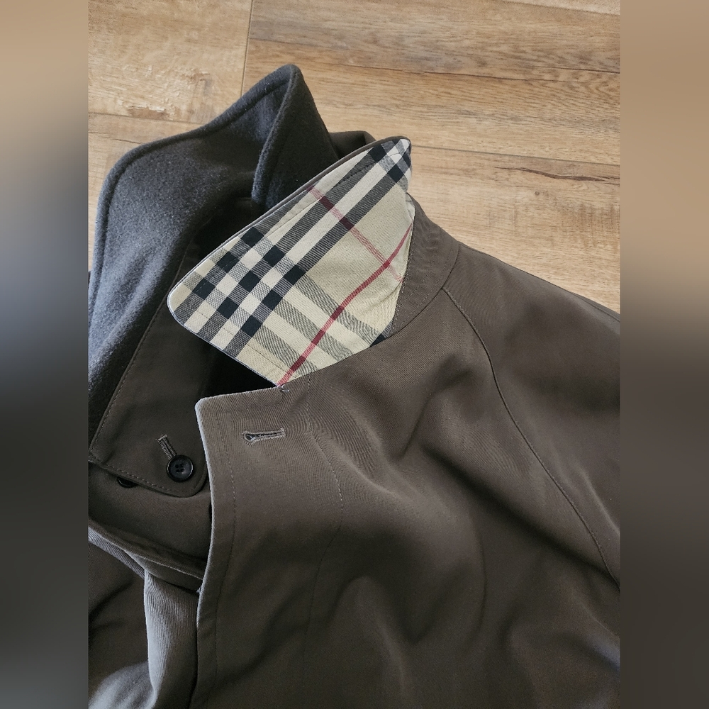 SUPER RARE Vintage Burberry Long Trench Coat + Detachable Wool Lining Men 44 T - Picture 7 of 16